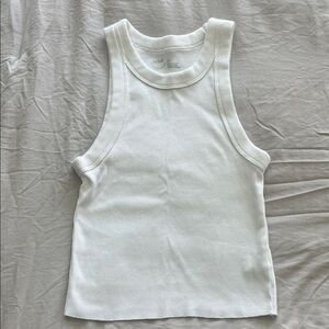 Aerie White Ribbed Tank Top
